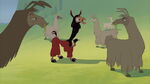 Not even the llama herd seems to accept Kuzco, rubbing in more how utterly alone he is now in life.