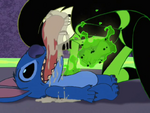 Stitch licking Shego in the face