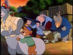 Trader Moe with his goons, Baloo, and Kit Cloudkicker