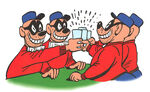 The Beagle Boys have a toast.