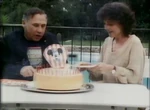 Mel Brooks eating a cheesecake with his second wife, Anne Bancroft, in Mickey's 50.