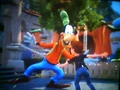 Гуфи пытается потанцевать с Изсо Герги в Kinect Disneyland Adventures 2011