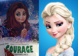 A poster of the fictitious Courage film in Hitman, parodying both  and .