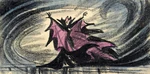 A story sketch of Maleficent arriving at Aurora's christening by Joe Rinaldi.
