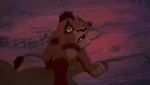 Cub Kovu becomes scared when Simba growls at him