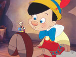 Pinocchio with Jiminy Cricket.