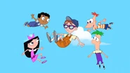 Floating in midair.jpg (125 KB) Phineas, Ferb, Baljeet, Isabella, and Carl (disguised as a kid) in zero gravity.