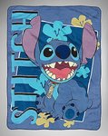 Stitch fleece blanket; his familiar stock art is modified to also show his tiki necklace from Leroy & Stitch