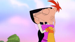 Adult Phineas and Isabella kiss again