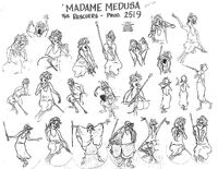 Model sheet of Madame Medusa with drawings by Milt Kahl.