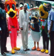 The original Panchito and Jose costumes, from the 1970s. They both had larger eyes and smaller hats.