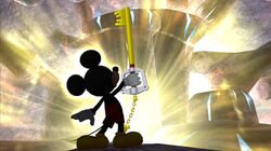 Mickey's cameo appearance sealing away the Hearts of Worlds in Kingdom Hearts.