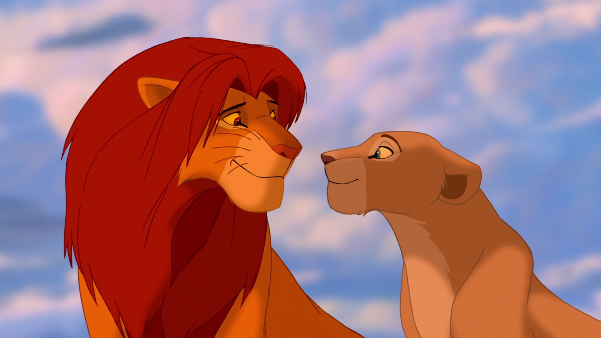 simba and nala hugging