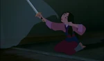 Mulan about to cut her hair