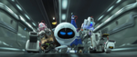 M-O with WALL-E, EVE, and the Reject-bots.