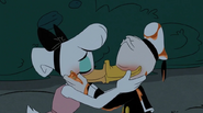 Daisy and Donald's very first kiss.