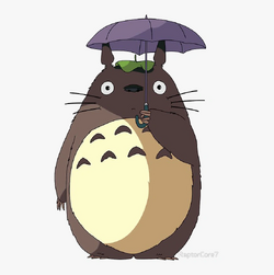 totoro flying with umbrella