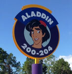 Aladdin as a parking sign at Magic Kingdom Park