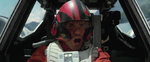 Poe in his X-wing cockpit.