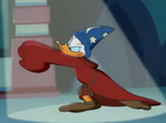 Donald attempts to mimic Sorcerer Mickey