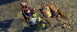Hopper shocked as he is about to see the fake bird flying down