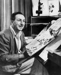 Walt with a Mickey Mouse drawing.