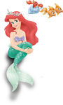 Sparkling version of Ariel with Sebastian and the goldfish.