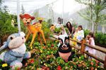 Thumper, Bambi, and Flower topiaries