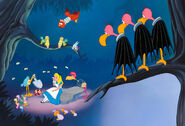 Disney Storybook Artists' illustration (1997, updated version with the Glasses Bird re-illustrated to better resemble its design in the film)