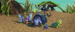 The troupe arrives on Ant Island