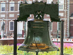 The Liberty Bell; displayed in the Liberty Bell Center across the street from Independence Hall.