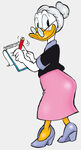 "Mrs. Featherby" (known as "Miss Quackfaster" in the original comics)