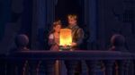 The King and Queen lighting a lantern for Rapunzel