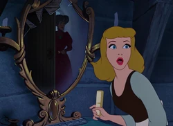 Cinderella seconds before Lady Tremaine locks her within her room.