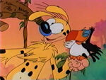 Marsupilami with a toucan.