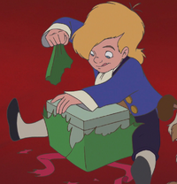 Chip abriendo regalos.