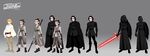 Designs of Luke, Rey and Kylo Ren in Star Wars Galaxy of Adventures.