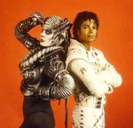 Michael Jackson as Captain EO with Anjelica Huston as the Supreme Leader.
