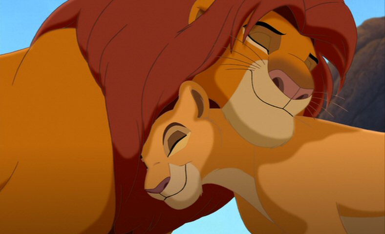 simba and nala hugging