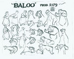 Baloo's model sheet by Ollie Johnston.