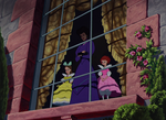 Lucifer as a kitten with young Lady Tremaine and young Drizella and Anastasia in the prologue