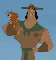 Kronk con su uniforme de Jefe de Patrulla de los Inca Scout.