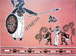 Disney's Hercules - Concept Art by Rowland Wilson - Greek Vase Frieze - Athena and Ibid