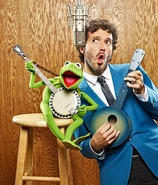 Bret McKenzie with Kermit the Frog.