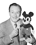 Walt Disney and Mickey Mouse puppet.