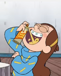 Mabel eating cheese