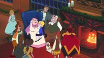 Chip, la Sra. Potts contando la historia de navidad.Beauty and the Beast: The Enchanted Christmas