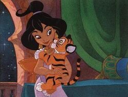 princess jasmine hugging rajah