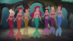 Todas las hijas del Rey Tritón, incluyendo Ariel en The Little Mermaid: Ariel's Beginning