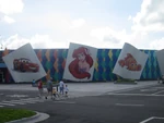 Exterior of Animation Hall, central hall of the resort